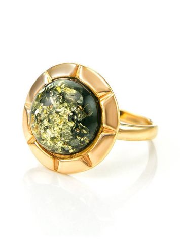 Gold-Plated Silver Ring With Green Amber The Zephyr, Ring Size: 12 / 21.5, image , picture 5