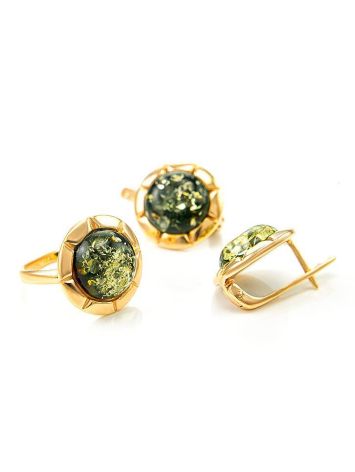 Gold-Plated Silver Ring With Green Amber The Zephyr, Ring Size: 5.5 / 16, image , picture 6