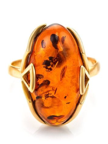 Gold-Plated Ring With Cognac Amber The Rendezvous, Ring Size: 6 / 16.5, image , picture 3
