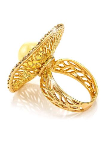 Wonderful Honey Amber Ring In Gold-Plated Silver With Crystals The Venus, Ring Size: 13 / 22, image , picture 5