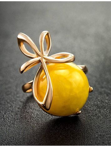 Gold Plated Silver Ring With Honey Amber The Cherry, Ring Size: 12 / 21.5, image , picture 2