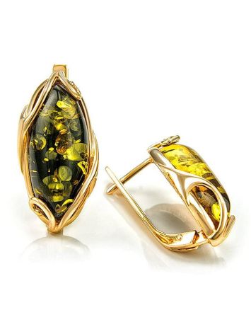 Green Amber Earrings In Gold-Plated Silver The Rococo, image , picture 3