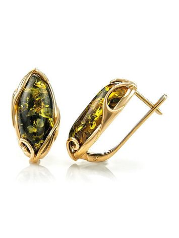 Green Amber Earrings In Gold-Plated Silver The Rococo, image , picture 4