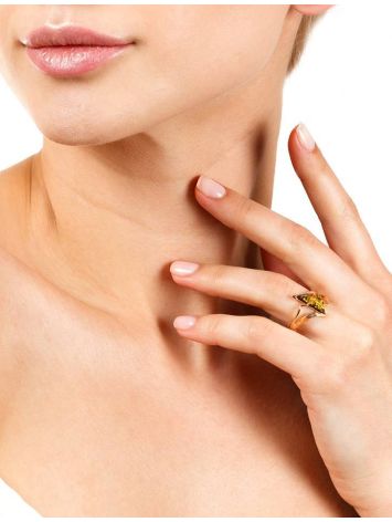 Gold-Plated Ring With Green Amber The Vesta, Ring Size: 12 / 21.5, image , picture 2