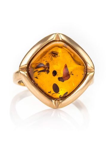 Gold-Plated Silver Ring With Cognac Amber The Zephyr​, Ring Size: 12 / 21.5, image , picture 4