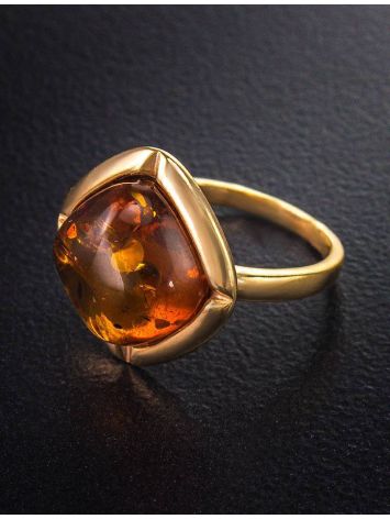 Gold-Plated Silver Ring With Cognac Amber The Zephyr​, Ring Size: 12 / 21.5, image , picture 3