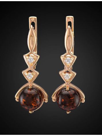 Gold Plated Earrings With Amber And Crystals The Sambia, image , picture 2