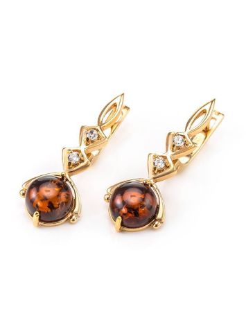 Gold Plated Earrings With Amber And Crystals The Sambia, image , picture 4