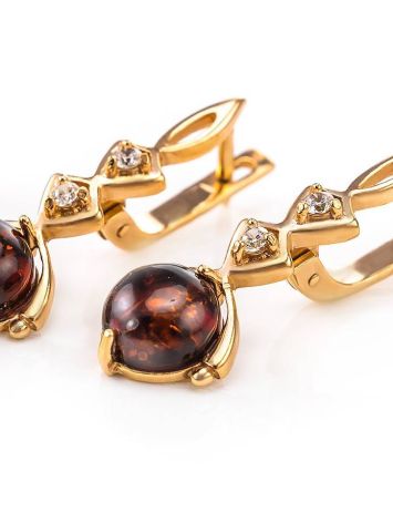 Gold Plated Earrings With Amber And Crystals The Sambia, image , picture 3