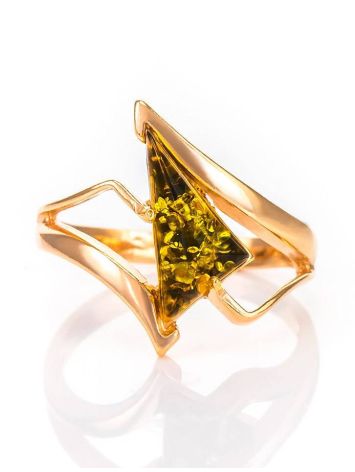 Gold-Plated Ring With Green Amber The Vesta, Ring Size: 12 / 21.5, image , picture 3