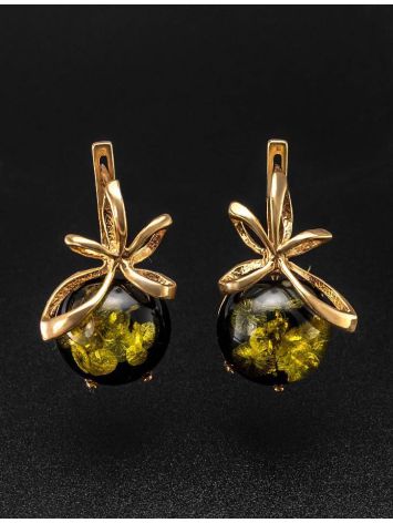 Beautiful Amber Earrings In Gold-Plated Silver The Paradise, image , picture 3