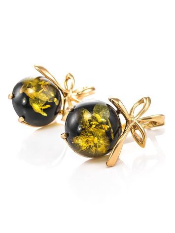 Beautiful Amber Earrings In Gold-Plated Silver The Paradise, image , picture 2