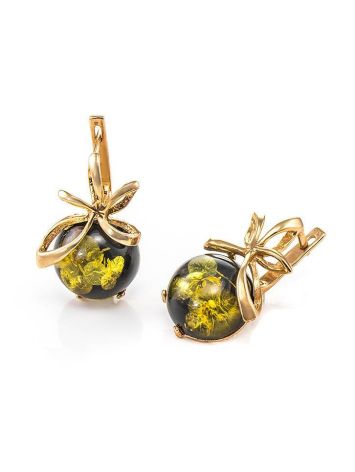 Beautiful Amber Earrings In Gold-Plated Silver The Paradise, image , picture 4