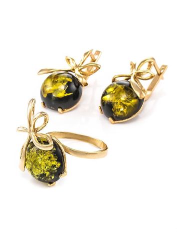Beautiful Amber Earrings In Gold-Plated Silver The Paradise, image , picture 5
