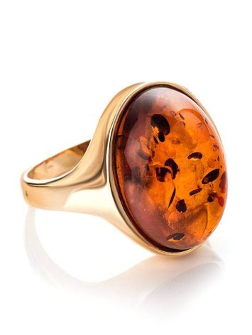 Gold-Plated Ring With Cognac Amber The Goji, Ring Size: 12 / 21.5, image , picture 4