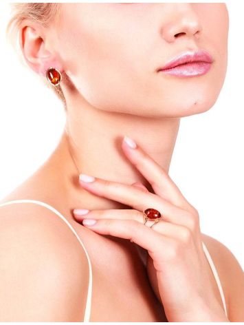 Amber Earrings In Gold-Plated Silver The Strauss, image , picture 3