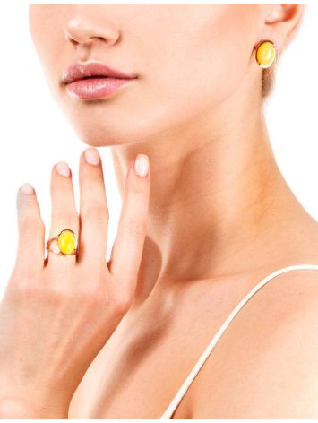 Honey Amber Ring In Gold-Plated Silver The Strauss, Ring Size: 13 / 22, image , picture 2