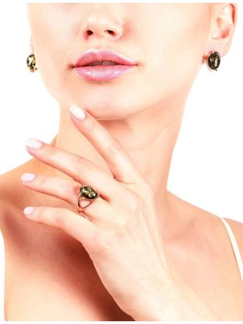Amber Earrings In Gold-Plated Silver The Strauss, image , picture 2