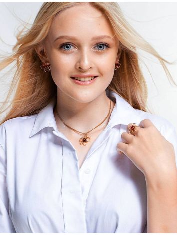 Adorable Amber Earrings In Gold-Plated Silver The Daisy, image , picture 5