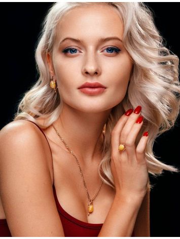 Gold-Plated Earrings With Oval Cut Amber The Sigma, image , picture 2