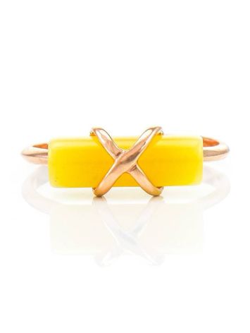 Cylindrical Cut Amber Ring In Gold The Scandinavia, Ring Size: 8.5 / 18.5, image , picture 4