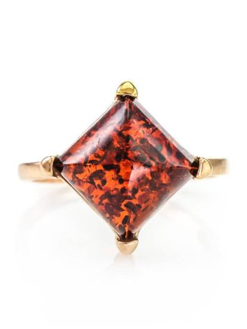 Square Amber Ring In Gold-Plated Silver The Athena, Ring Size: 10 / 20, image , picture 5