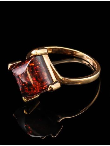Square Amber Ring In Gold-Plated Silver The Athena, Ring Size: 10 / 20, image , picture 2