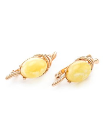 Gold-Plated Earrings With Oval Cut Amber The Sigma, image , picture 4