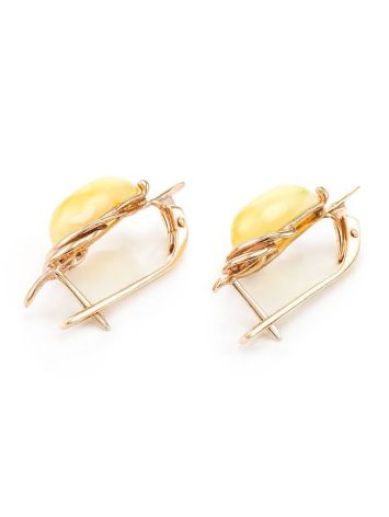 Gold-Plated Earrings With Oval Cut Amber The Sigma, image , picture 5