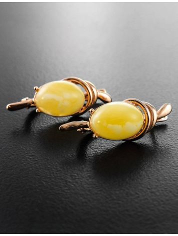 Gold-Plated Earrings With Oval Cut Amber The Sigma, image , picture 3
