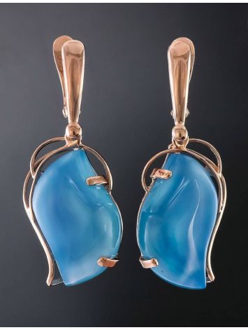 Gold-Plated Drop Earrings With Synthetic Chalcedony The Serenade, image , picture 3