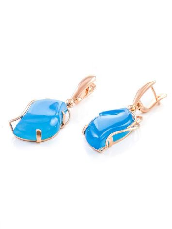 Gold-Plated Drop Earrings With Synthetic Chalcedony The Serenade, image , picture 4