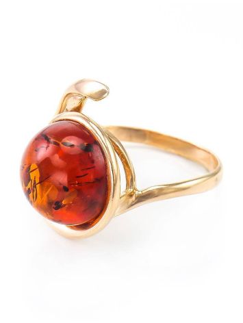 Elegant Amber Ring In Gold-Plated Silver The Phoenix, Ring Size: 4 / 15, image , picture 4