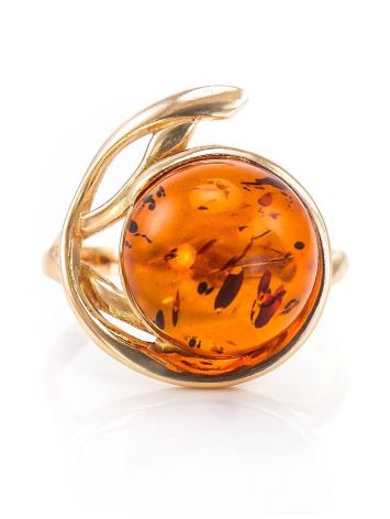 Elegant Amber Ring In Gold-Plated Silver The Phoenix, Ring Size: 4 / 15, image , picture 3