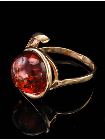 Elegant Amber Ring In Gold-Plated Silver The Phoenix, Ring Size: 4 / 15, image , picture 2