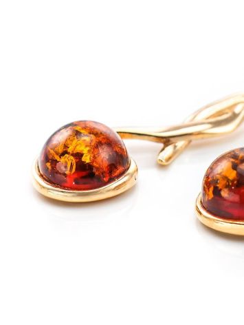 Chic Cognac Amber Earrings In Gold-Plated Silver The Phoenix, image , picture 2
