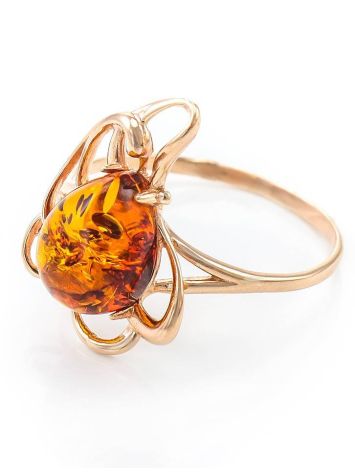 Bright Floral Amber Ring In Gold-Plated Silver The Daisy, Ring Size: 5.5 / 16, image , picture 3