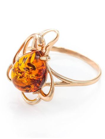 Bright Floral Amber Ring In Gold-Plated Silver The Daisy, Ring Size: 12 / 21.5, image , picture 3