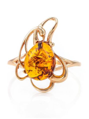 Bright Floral Amber Ring In Gold-Plated Silver The Daisy, Ring Size: 12 / 21.5, image , picture 2