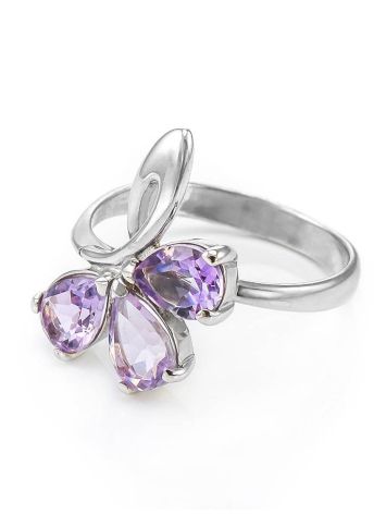 Bright Amethyst Silver Ring The Flora, Ring Size: 11.5 / 21, image , picture 5