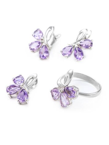 Bright Amethyst Silver Ring The Flora, Ring Size: 11.5 / 21, image , picture 6