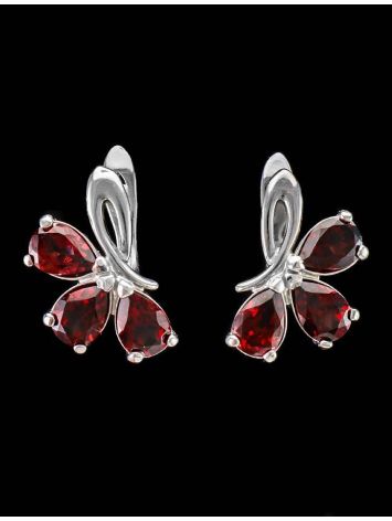 Chic Silver Earrings With Garnet The Flora, image , picture 4