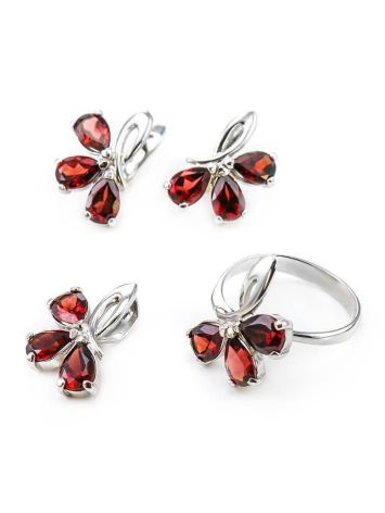 Chic Silver Earrings With Garnet The Flora, image , picture 5