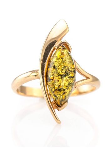Classy Green Amber Ring In Gold The Liana, Ring Size: 6 / 16.5, image , picture 2
