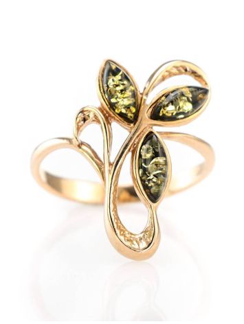 Green Amber Ring In Gold The Verbena, Ring Size: 8 / 18, image , picture 2