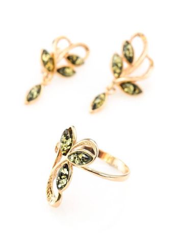 Green Amber Ring In Gold The Verbena, Ring Size: 8 / 18, image , picture 4