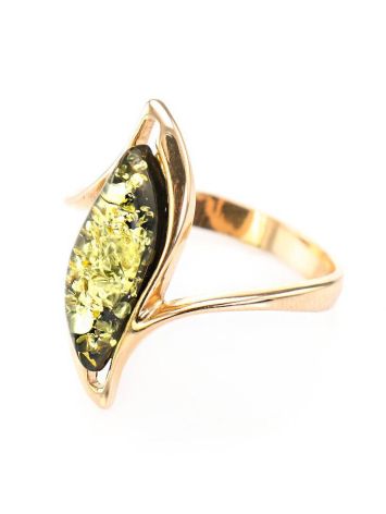 Refined Golden Ring With Green Amber, Ring Size: 8 / 18, image , picture 3