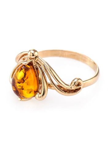 Cognac Amber Ring In Gold The Swan, Ring Size: 9 / 19, image , picture 6