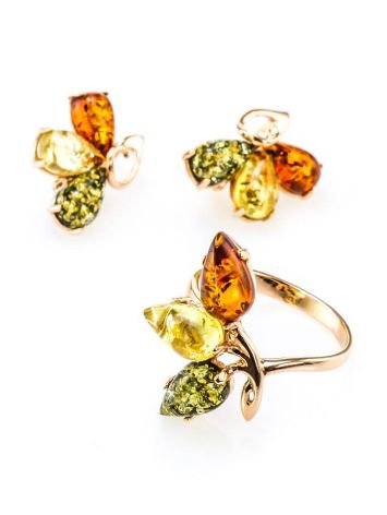 Multicolor Amber Ring In Gold The Dandelion, Ring Size: 10 / 20, image , picture 3