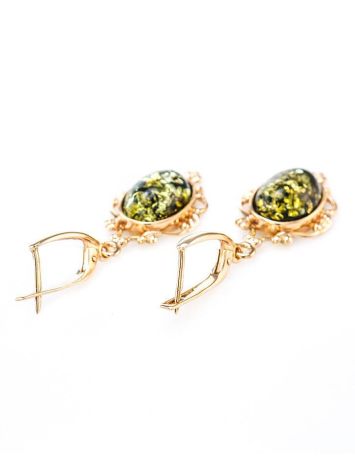 Drop Amber Earrings In Gold-Plated Silver The Carmen, image , picture 5